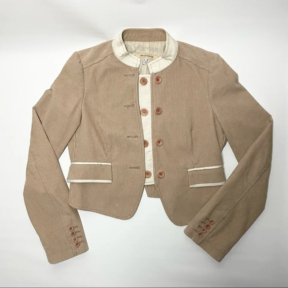 See By Chloe 8 Corduroy Jacket/Blazer Tan/Beige - Picture 4 of 9